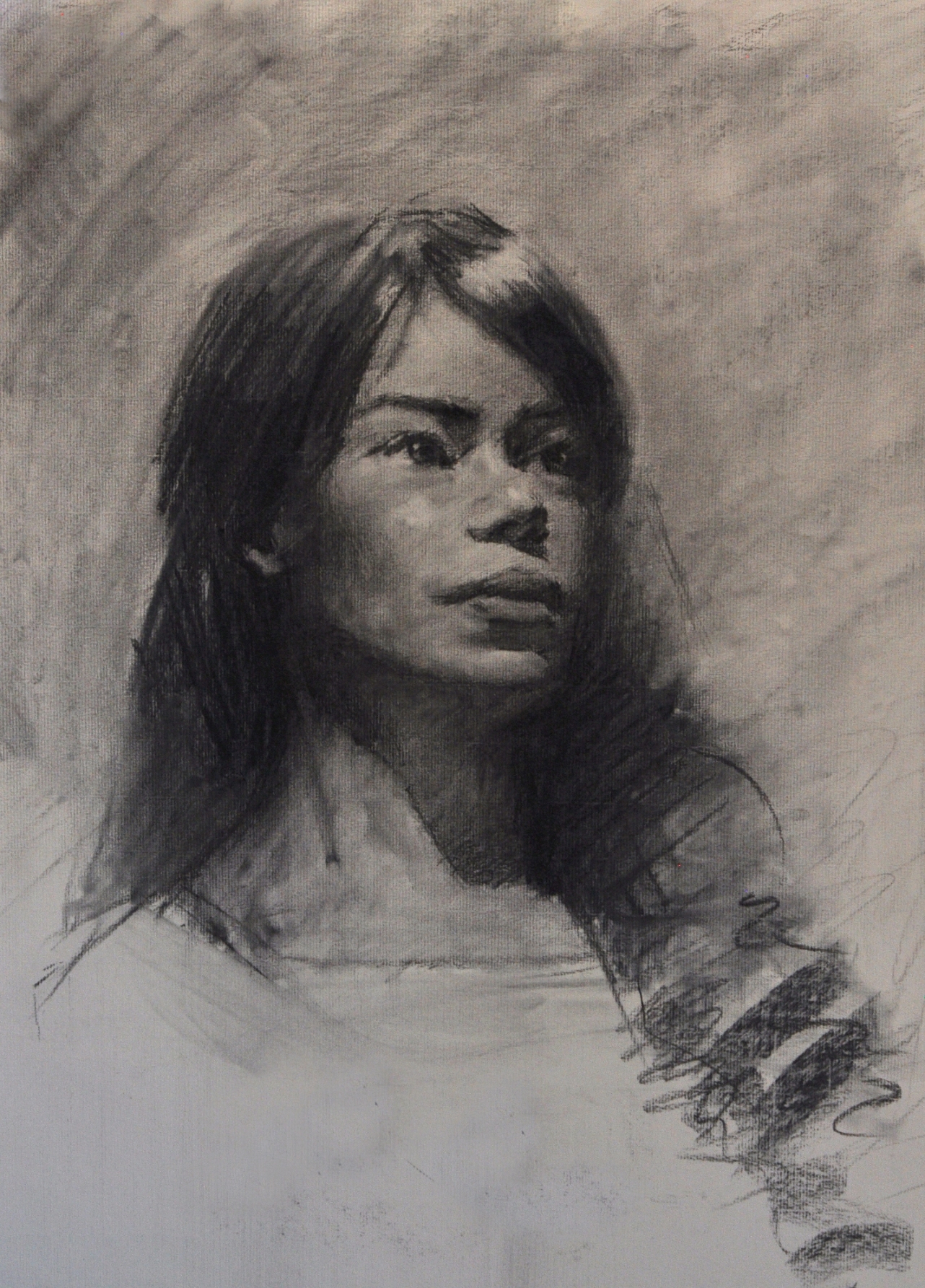 portrait of woman charcoal on paper