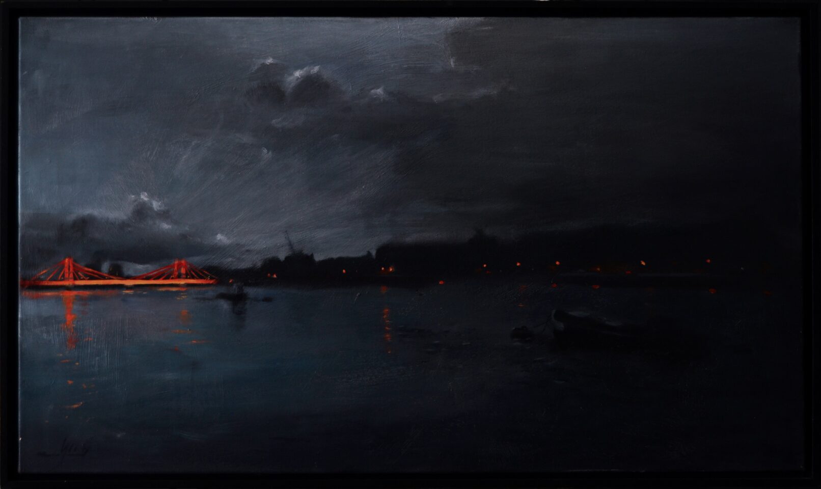 Albert bridge at night from battersea park oil painting