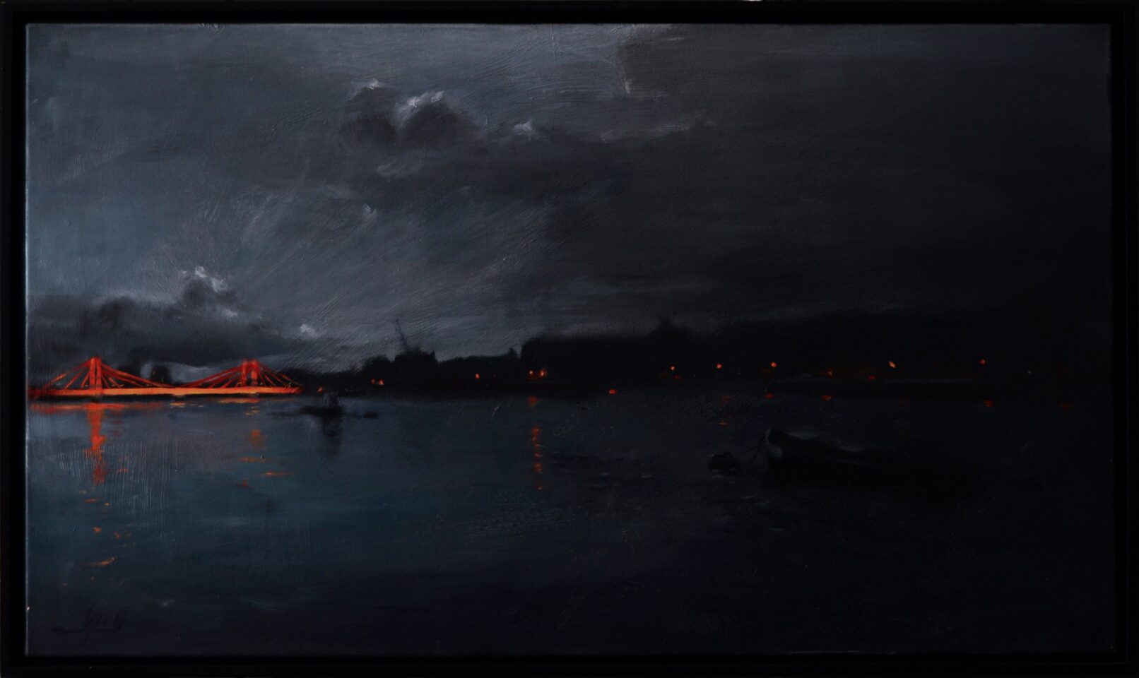 Albert bridge at night from battersea park oil painting