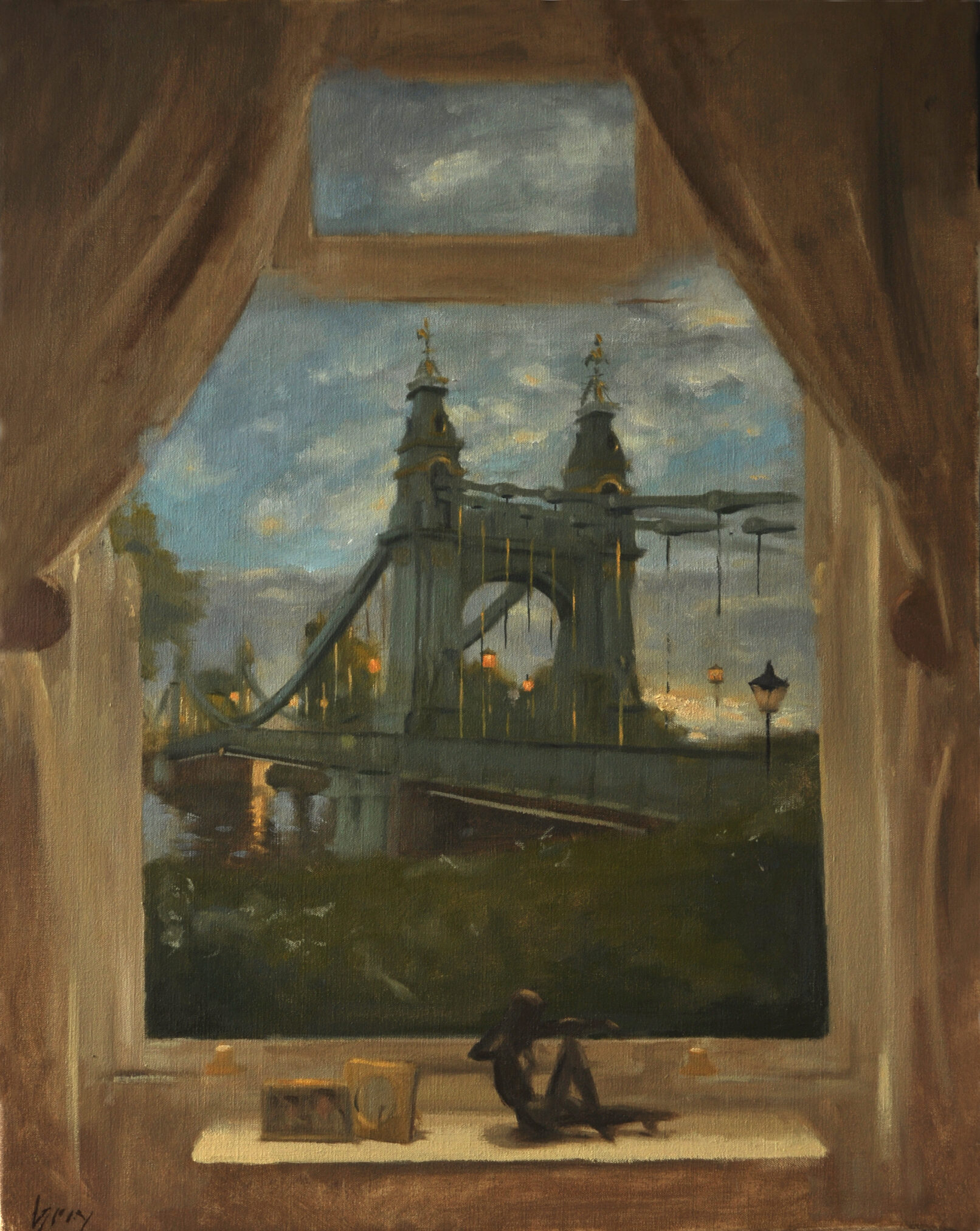 view of hammersmith bridge from a window